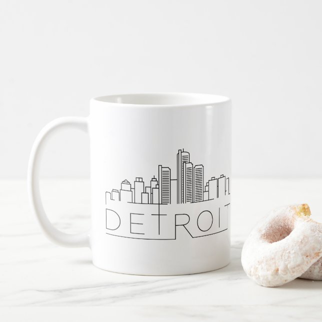 Detroit Stylised Skyline Coffee Mug (With Donut)