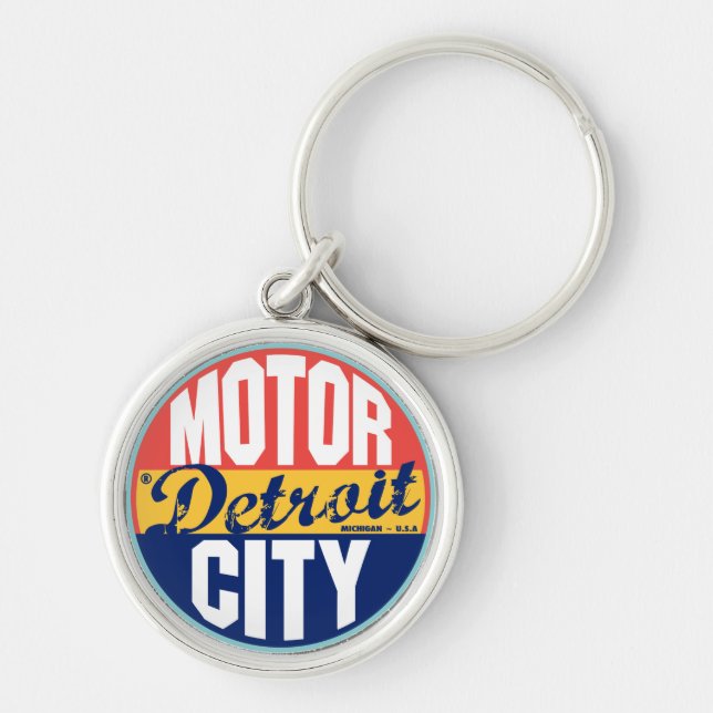Detroit Vintage Label Key Ring (Front)