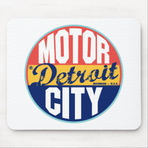 Detroit Vintage Label Mouse Pad