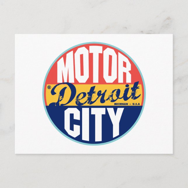 Detroit Vintage Label Postcard (Front)