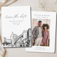 Detroit Wedding Save the Date Downtown Wedding