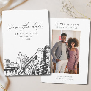 Detroit Wedding Save the Date Downtown Wedding Invitation