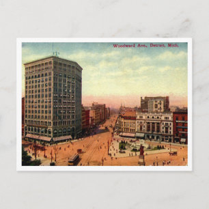 Detroit, Woodward Ave 1910s Vintage  Postcard