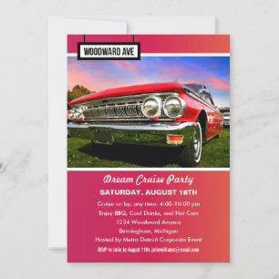 Detroit Woodward Dream Cruise Party Invitation