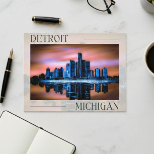 Detroit's Dusk Dreamscape Postcard