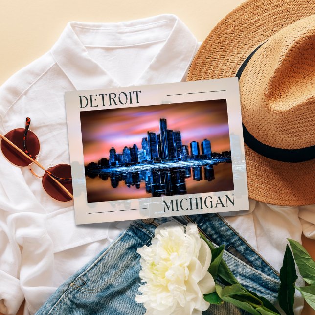 Detroit's Dusk Dreamscape Postcard (Detroit's Dusk Dreamscape Postcard)
