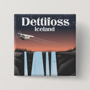 Dettifoss Iceland travel poster. 15 Cm Square Badge