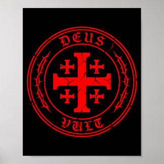 Deus Vult Crusader Knight Mediaeval History Jerum Poster