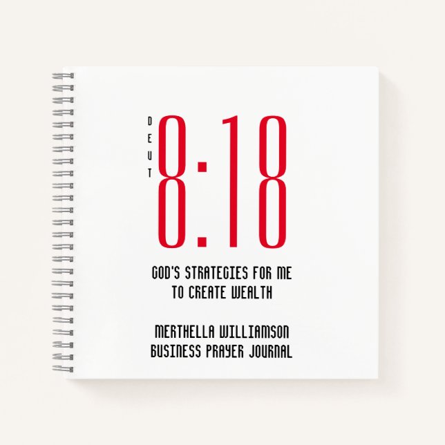 DEUT 8v18 Personalised Business Prayer Journal (Front)