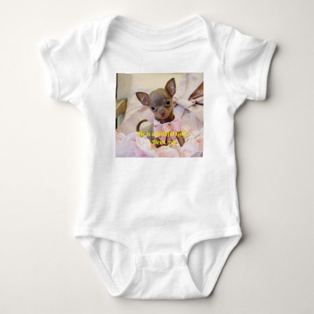 Deut. Scripture Chihuahuas Baby Bodysuit (Front)