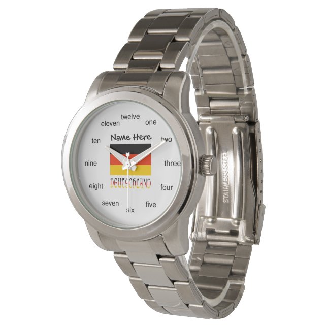 Deutchland and German Flag with Your Name Watch (Angled)
