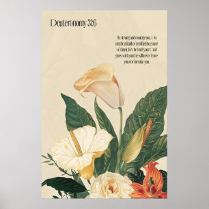 Deuteronomy 316 Bible Verse Wall Art – Floral