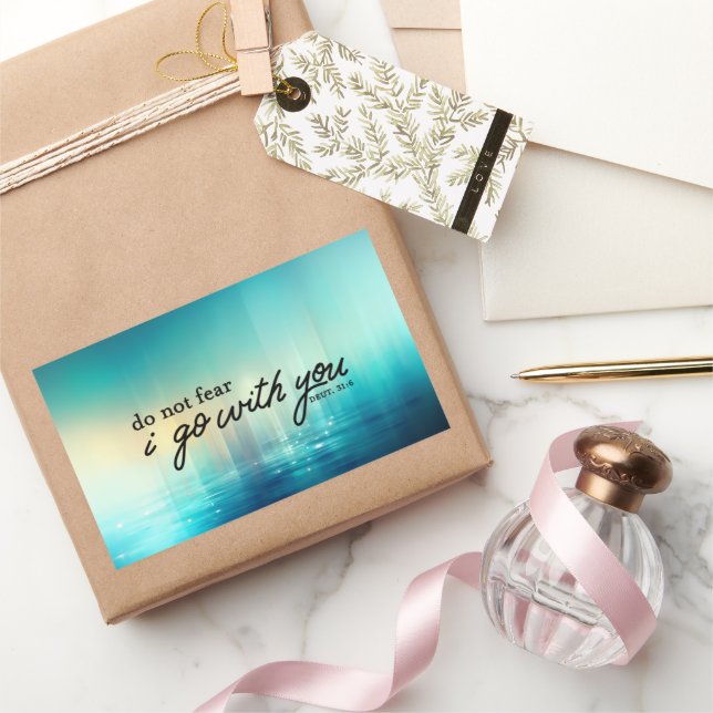 Deuteronomy 31:6 Do Not Fear Bible Verse Blue Rectangular Sticker (Gifting)