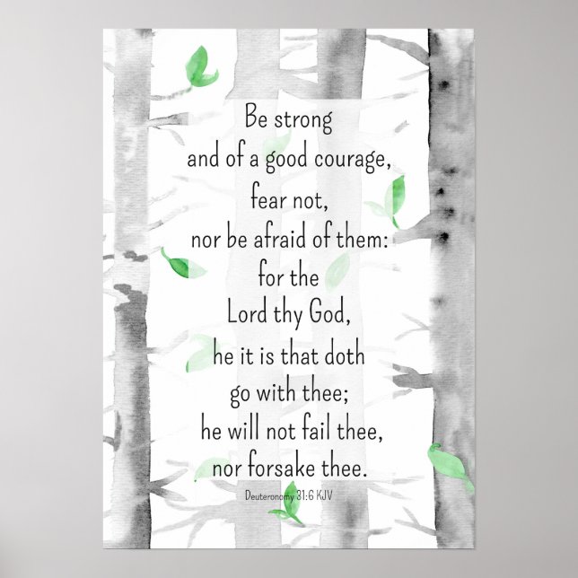 Deuteronomy 31:6 Scripture Bible Verse Trees Poster (Front)