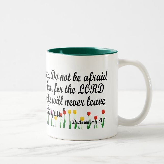 Deuteronomy 31:6 Two-Tone coffee mug (Right)