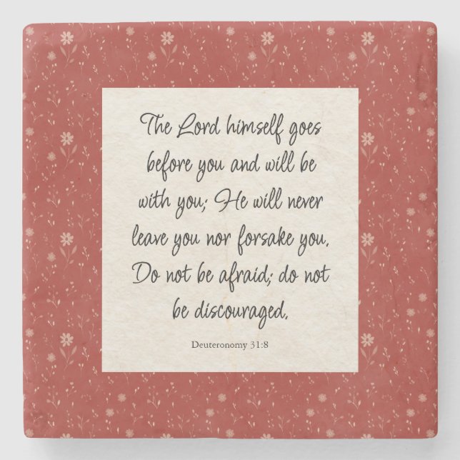 Deuteronomy 31:8 Bible Verse Image Paper Napkin Stone Coaster (Front)