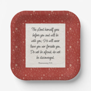 Deuteronomy 31:8 Bible Verse Image Paper Plate