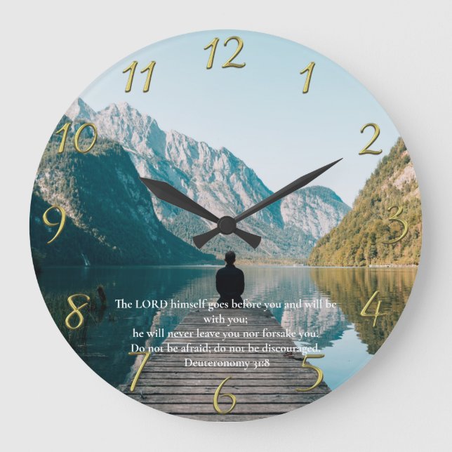  Deuteronomy 31:8 sitting on the dock Large Clock (Front)