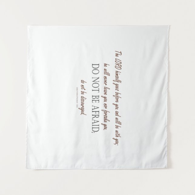 Deuteronomy 31 Do Not Be Afraid, Floral Borders Tapestry (Front (Horizontal))