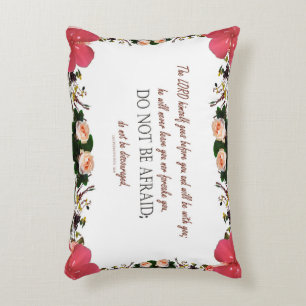 Deuteronomy 31, Do not be afraid, Red Floral Decorative Cushion