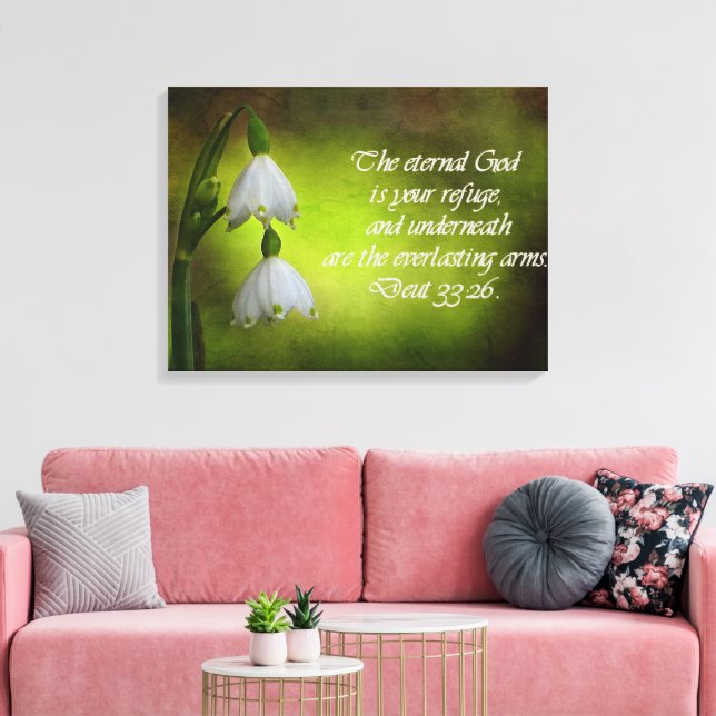 Deuteronomy 33:26 Eternal Refuge Inspirational Canvas Print (Insitu(LivingRoom))