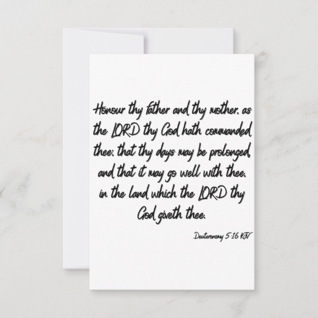 Deuteronomy 5:16 KJV Bible Verse Flat Greeting Card (Front)
