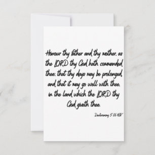 Deuteronomy 5:16 KJV Bible Verse Flat Greeting Card