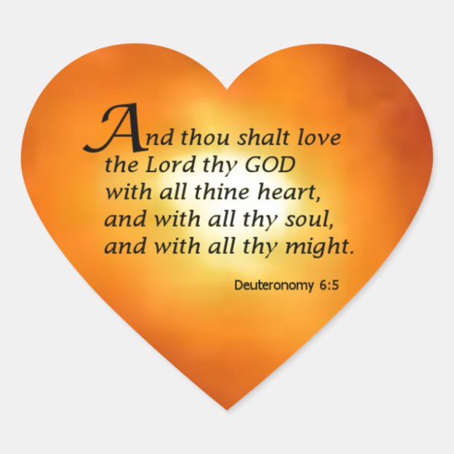 Deuteronomy 6:5 heart sticker (Front)