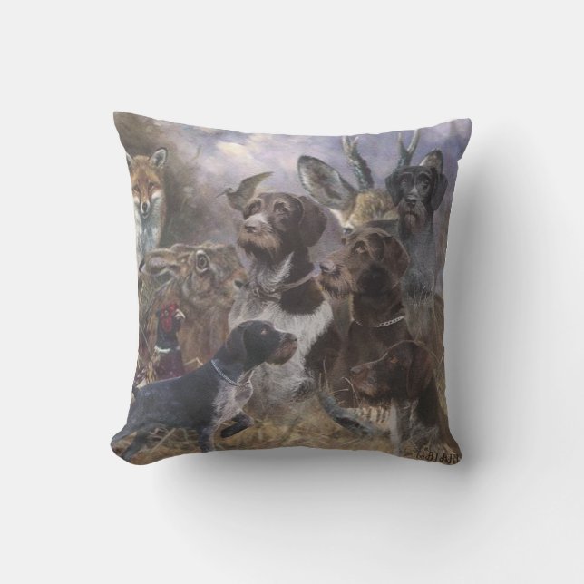 Deutsch Drahthaar German Wirehaired Pointer Poster Cushion (Front)