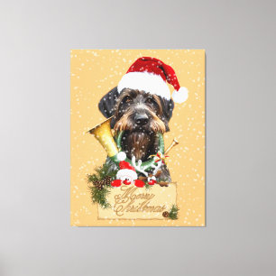 Deutsch Drahthaar, Merry Christmas! Magnet Button  Canvas Print