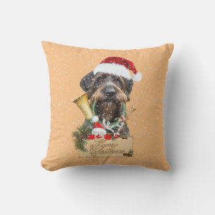 Deutsch Drahthaar, Merry Christmas! Magnet Button Cushion