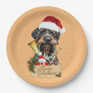 Deutsch Drahthaar, Merry Christmas! Magnet Button Paper Plate