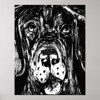 Deutsche Dogge Kohlezeichnung Poster