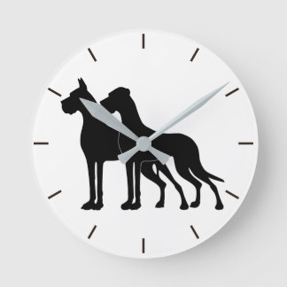 Deutsche Dogge kupiert Wanduhr schwarzweiß Round Clock