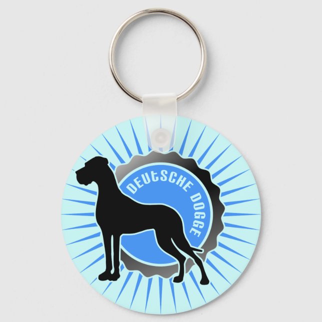 Deutsche Dogge stern blau Key Ring (Front)