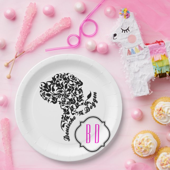 Deutsche Doggen Kopf Illustration Blatt Paper Plate (Party)