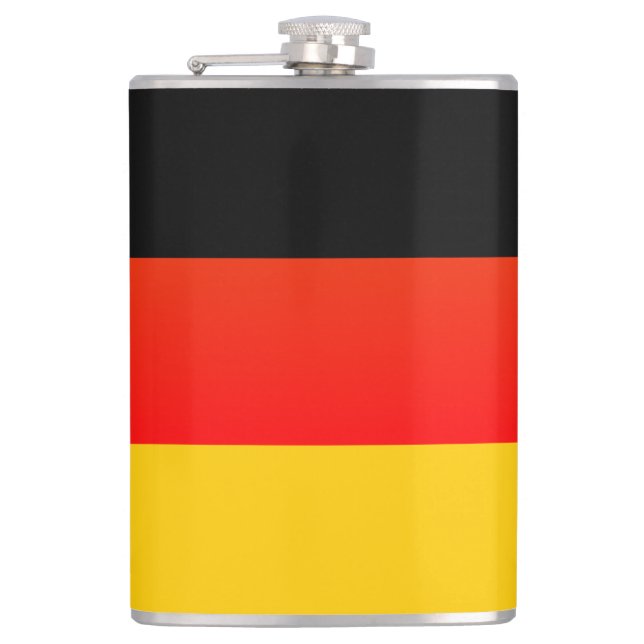 Deutsche Flagge or German Flag Thermal Tumbler Hip Flask (Front)