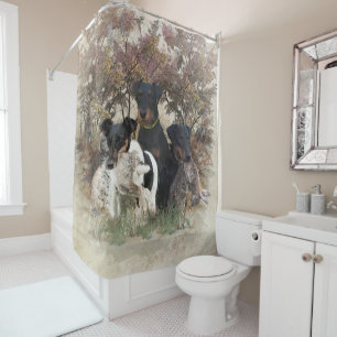 Deutscher Jagdterrier Square Wall Clock Coffee Mu Shower Curtain