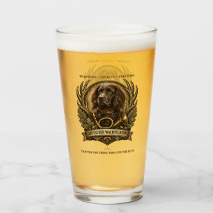 Deutscher Wachtelhund , Hunting Logo Glass