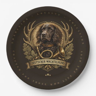 Deutscher Wachtelhund , Hunting Logo Paper Plate