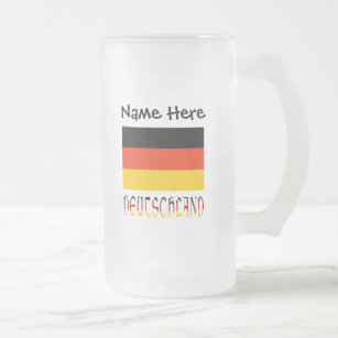 Deutschland and German Flag Black Personalised  Frosted Glass Beer Mug