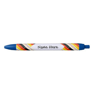 Deutschland and German Flag Tiled Personalised Black Ink Pen