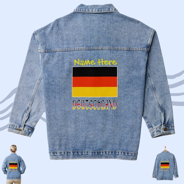 Deutschland Deutsch Flag Yellow Personalisation Denim Jacket (Creator Uploaded)