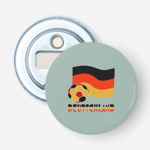 Deutschland Flag and Soccer Ball Grey Border Bottle Opener