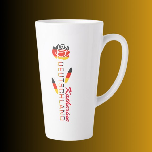 Deutschland Flag Rose Personalised Large Latte Mug (Creator Uploaded)