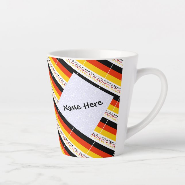 Deutschland German Flag Black Personalisation  Latte Mug (Right)