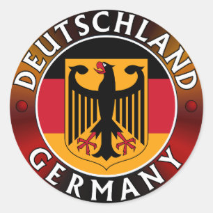 Deutschland Germany Plaque, German Flag and Eagle Classic Round Sticker