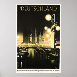 DEUTSCHLAND GERMANY Vintage European Travel Poster