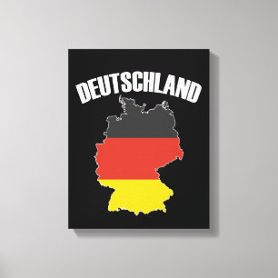 Deutschland Map - German Flag - Germany Travel Canvas Print