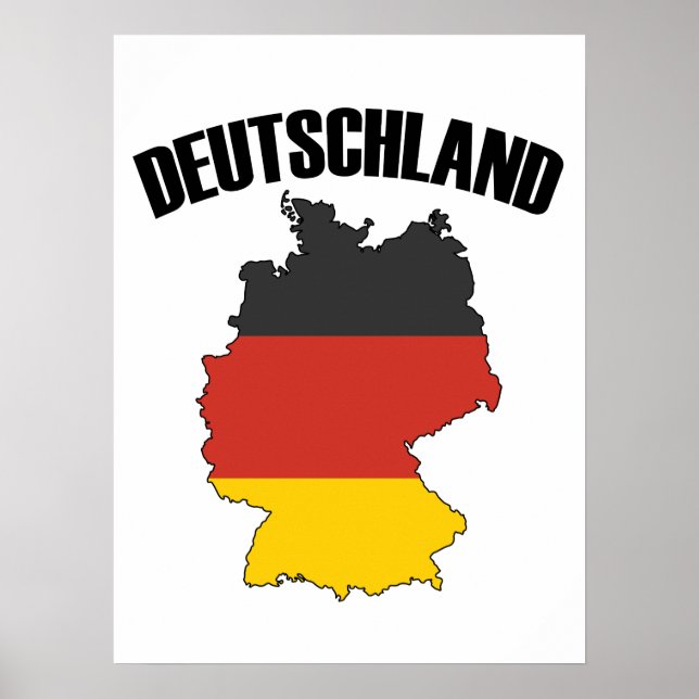 Deutschland Map - German Flag - Germany Travel Poster (Front)